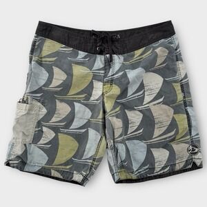 Honolua Surf Co Board Shorts Mens 40 Sailing All Over Print Boat Swim Trunk Surf